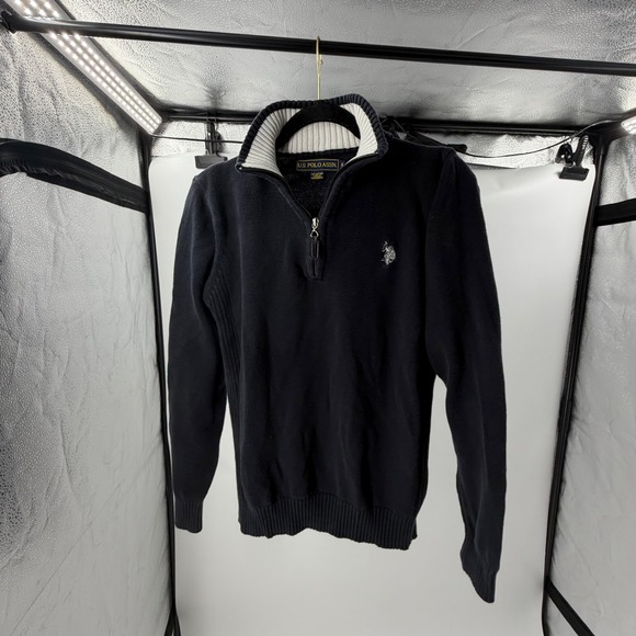 U.S. Polo Assn. Other - US Polo Assn Mens Small Navy Blue Quarter Zip Cotton Knit Pullover Sweater